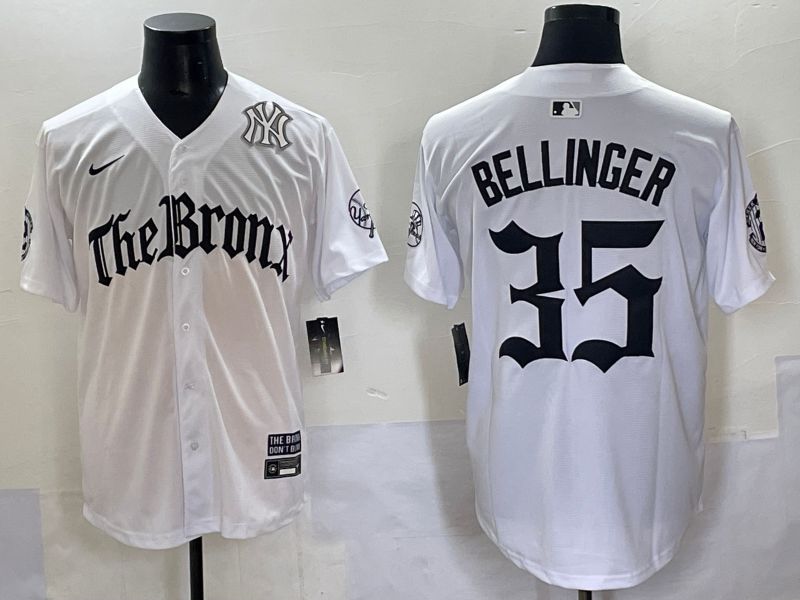 Men 2025 New York Yankees #35 Bellinger White Five generations Joint Name Nike MLB Jersey style 9